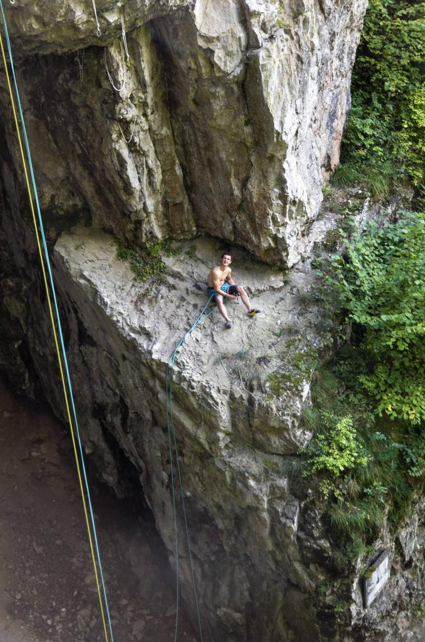 Adam is climbing Býčí krev 8c in the Czech republic